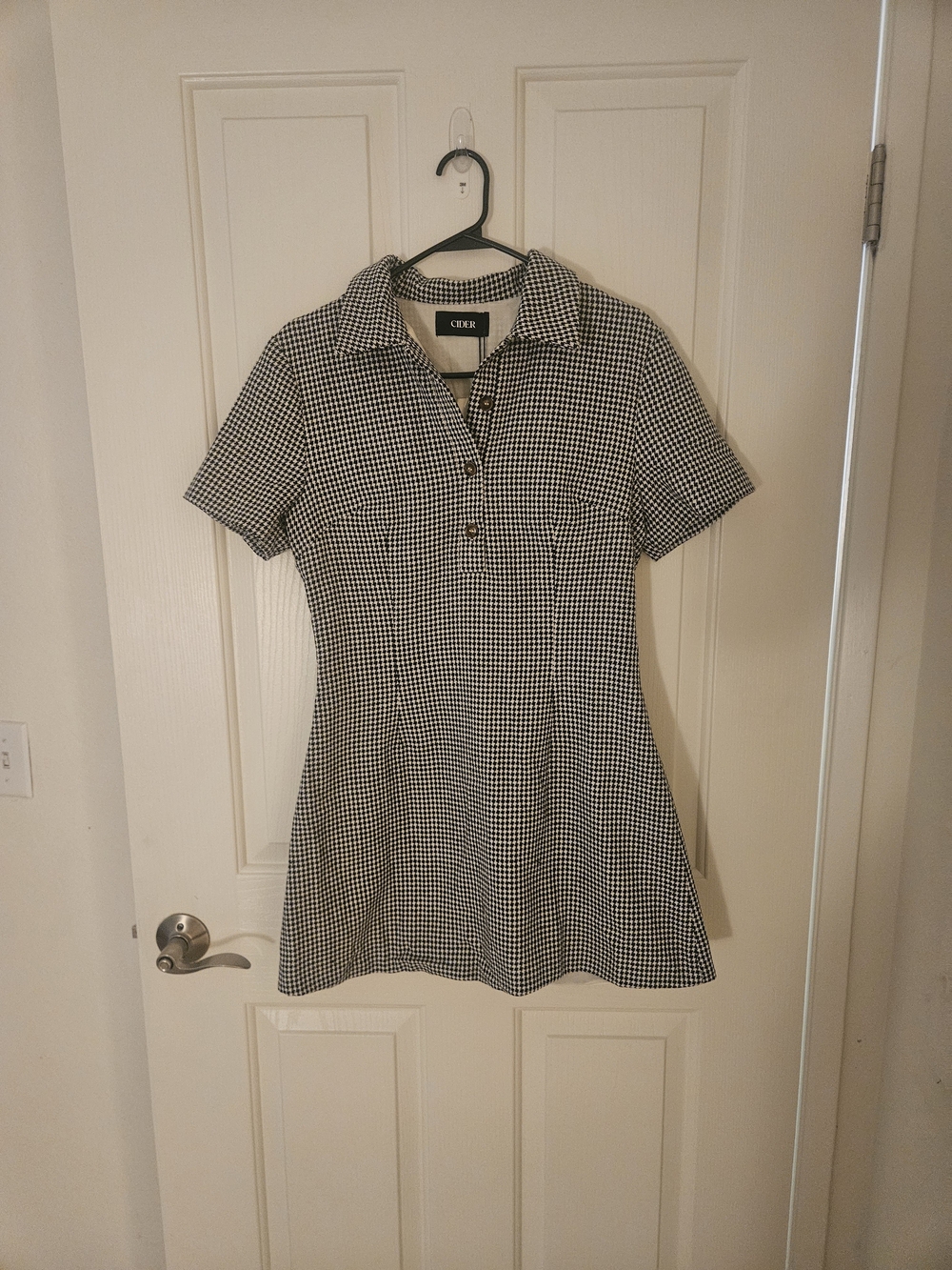 Cider Black and White Gingham Polo Dress
